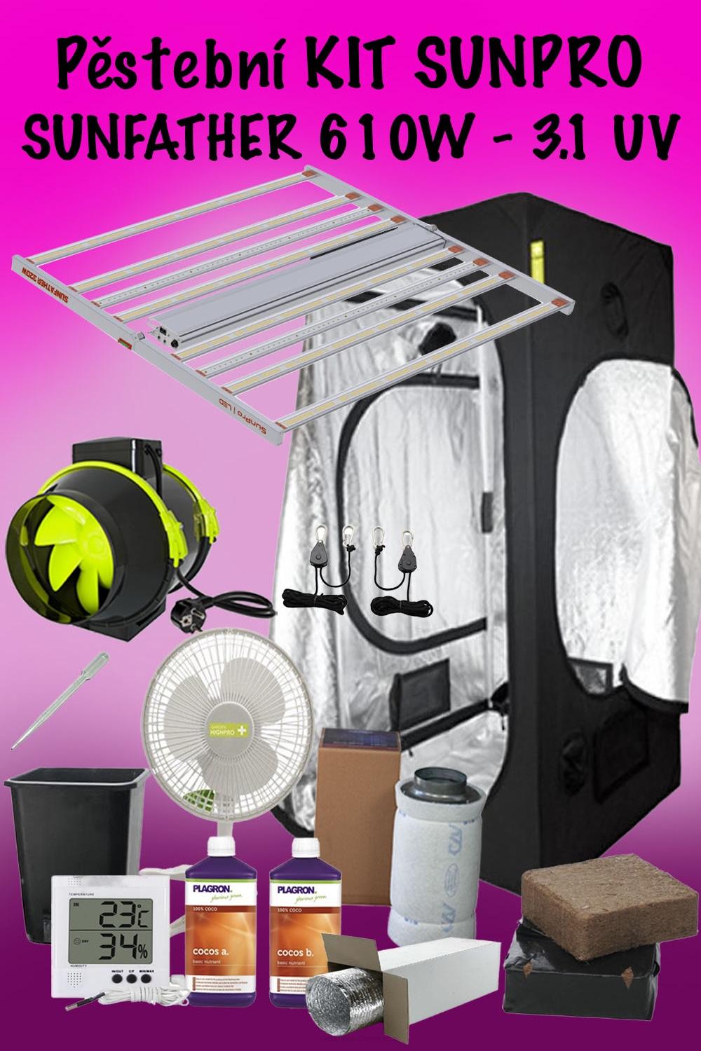 Pěstební LED grow box SUNFATHER 610W 3.1umol/J (150x150x220cm)